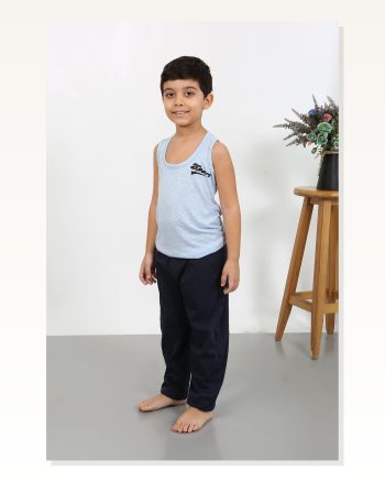 Erkek Moda Çizgi Çocuk Sıfır Kol Penye Pijama Takım Mavi 20439