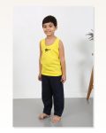 Moda Çizgi Erkek Çocuk Sıfır Kol Penye Pijama Takım Sarı 20439 Marketplace