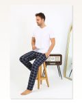 Moda Çizgi Erkek Ekoseli Desen Penye Tek Alt Pijama 27540 Lacivert Marketplace