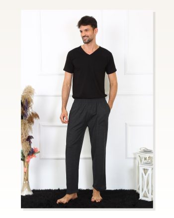 Erkek Moda Çizgi Pamuk Antrasit Tek Alt Pijama 27495