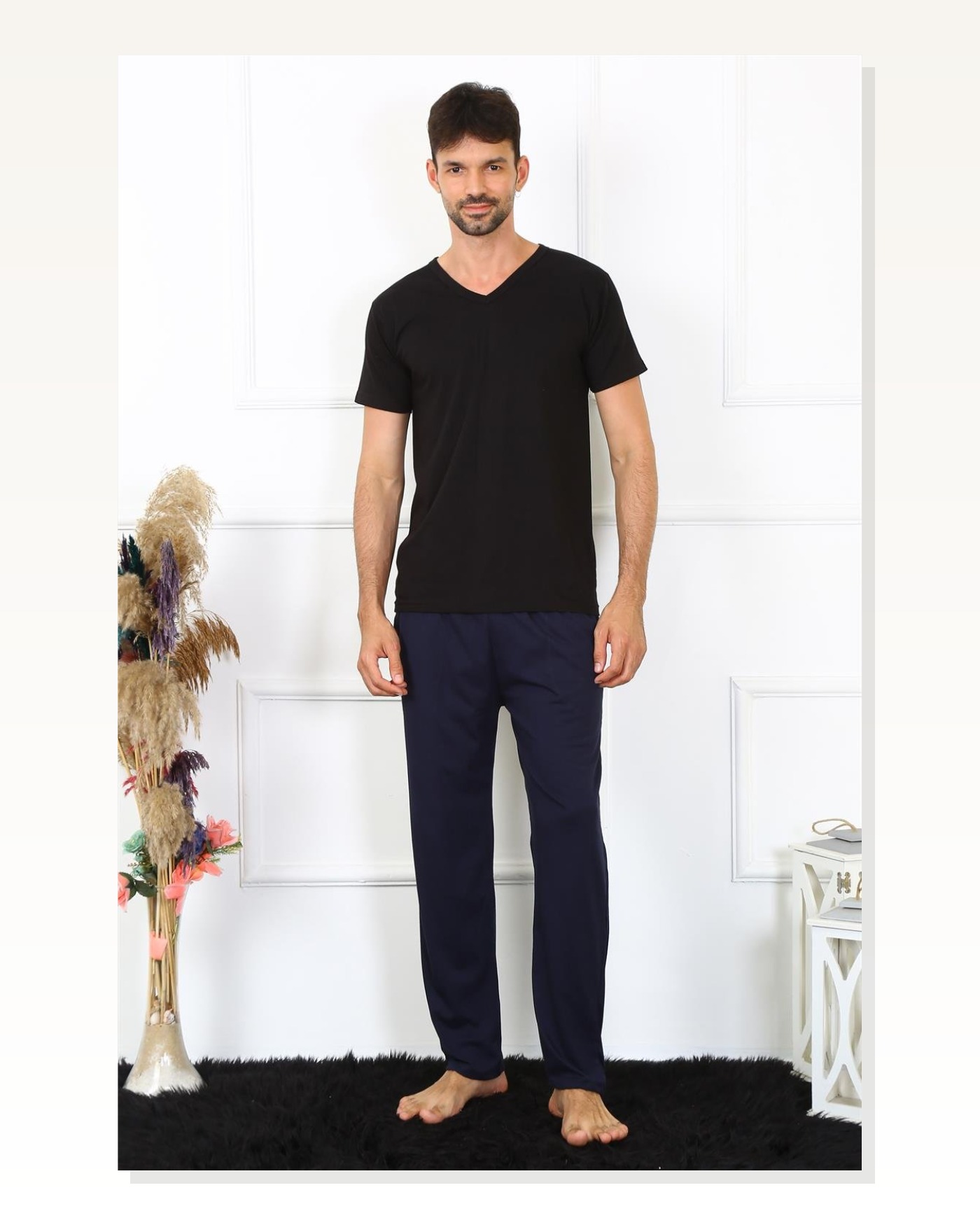 Moda Çizgi Erkek Pamuk Lacivert Tek Alt Pijama 27495 Marketplace blank