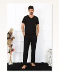 Erkek Moda Çizgi Pamuk Siyah Tek Alt Pijama 27495