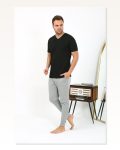 Erkek Moda Çizgi Pamuk Tek Alt Pijama Gri 27551