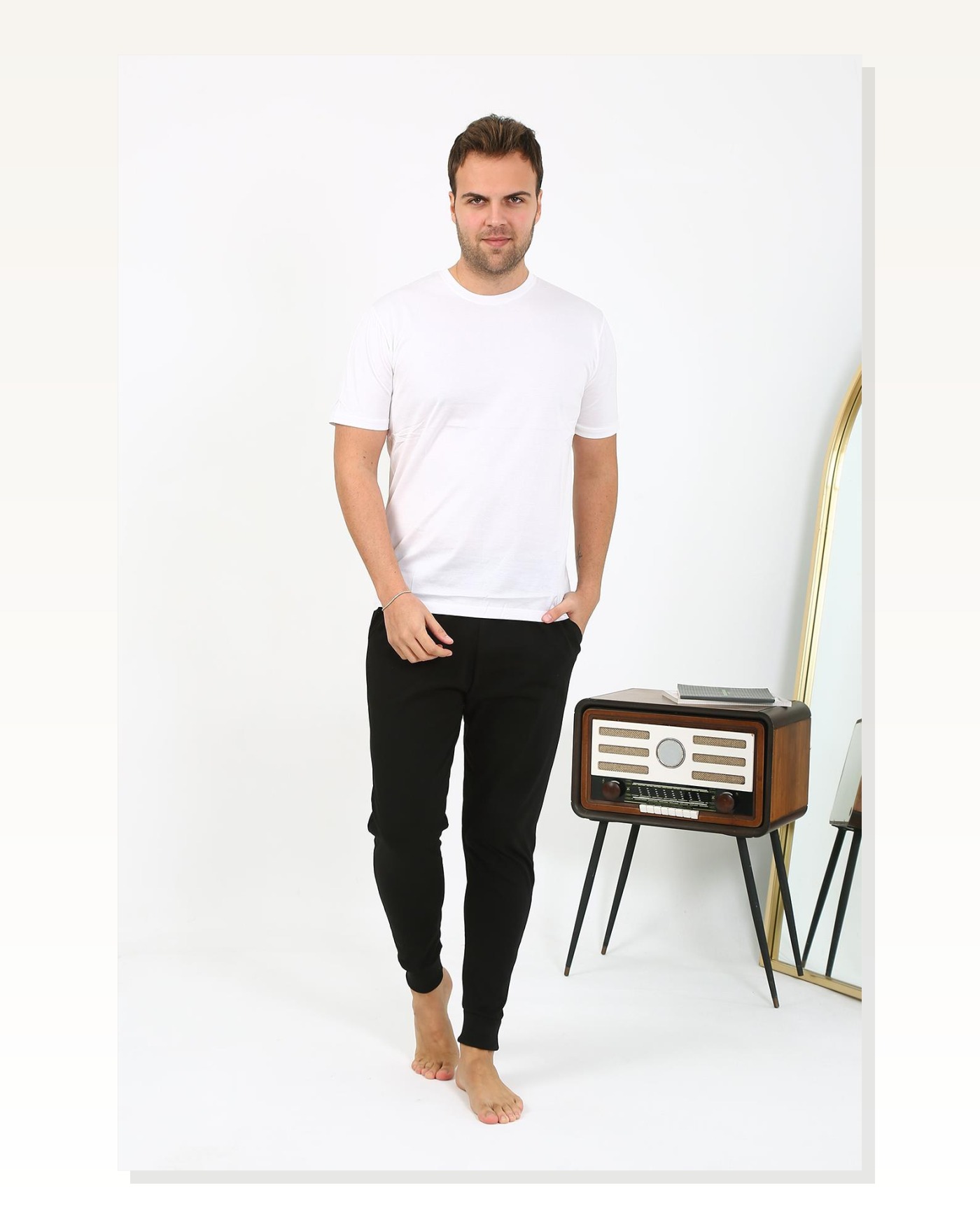 Moda Çizgi Erkek Pamuk Tek Alt Pijama Siyah 27551 Marketplace blank