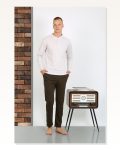 Moda Çizgi Erkek Penye Uzun Kol Pijama Takımı 6860 Ekru Marketplace