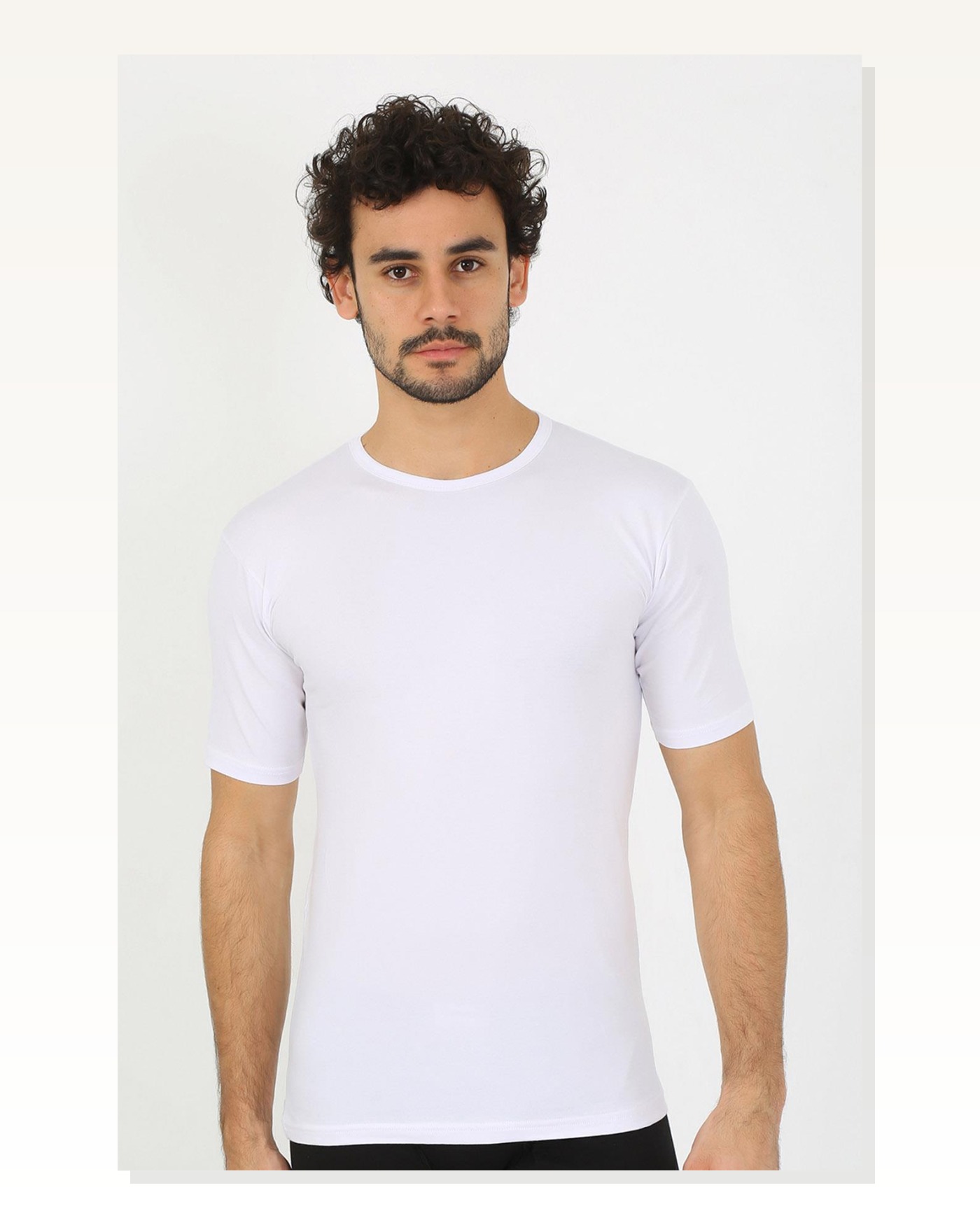 Moda Çizgi Erkek Sıfır Yaka Likralı Beyaz T-Shirt 65710 Marketplace blank