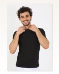 Moda Çizgi Erkek Sıfır Yaka Likralı Siyah T-Shirt 65710 Marketplace