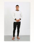 Moda Çizgi Erkek Uzun Kol Manşetli Paça Penye Pijama Takımı 6870 Beyaz Marketplace