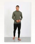 Moda Çizgi Erkek Uzun Kol Manşetli Paça Penye Pijama Takımı 6870 Haki Marketplace