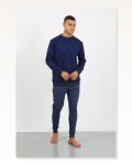 Moda Çizgi Erkek Uzun Kol Manşetli Paça Penye Pijama Takımı 6870 Lacivert Marketplace