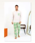 Moda Çizgi Erkek Uzun Kol Penye Krem Pijama Takımı 6861 Marketplace