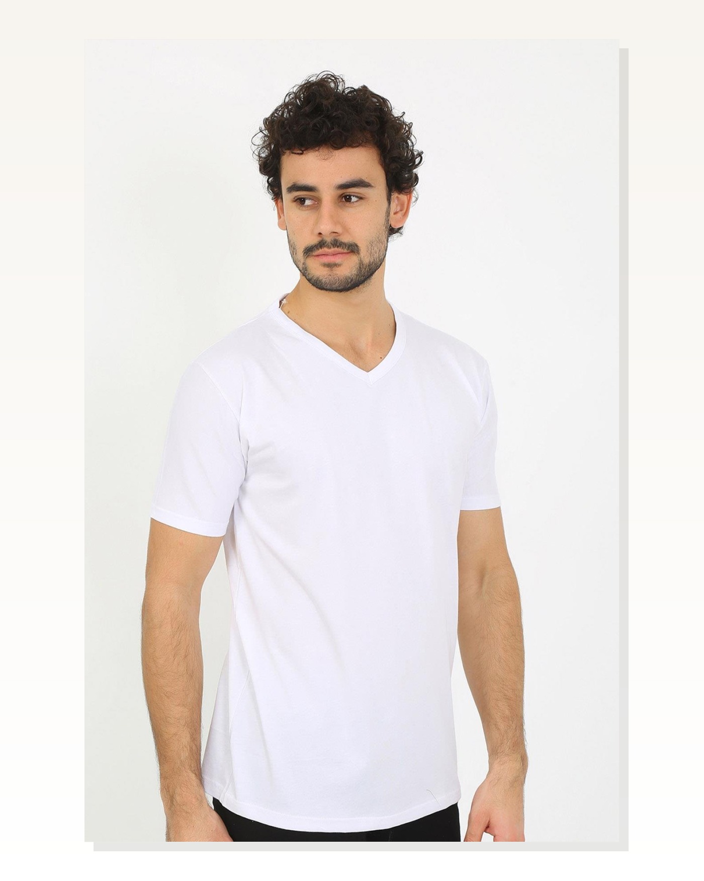 Moda Çizgi Erkek V Yaka Beyaz Penye Atlet 6560 Marketplace blank