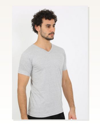 Erkek Moda Çizgi V Yaka Gri Penye Atlet 6560