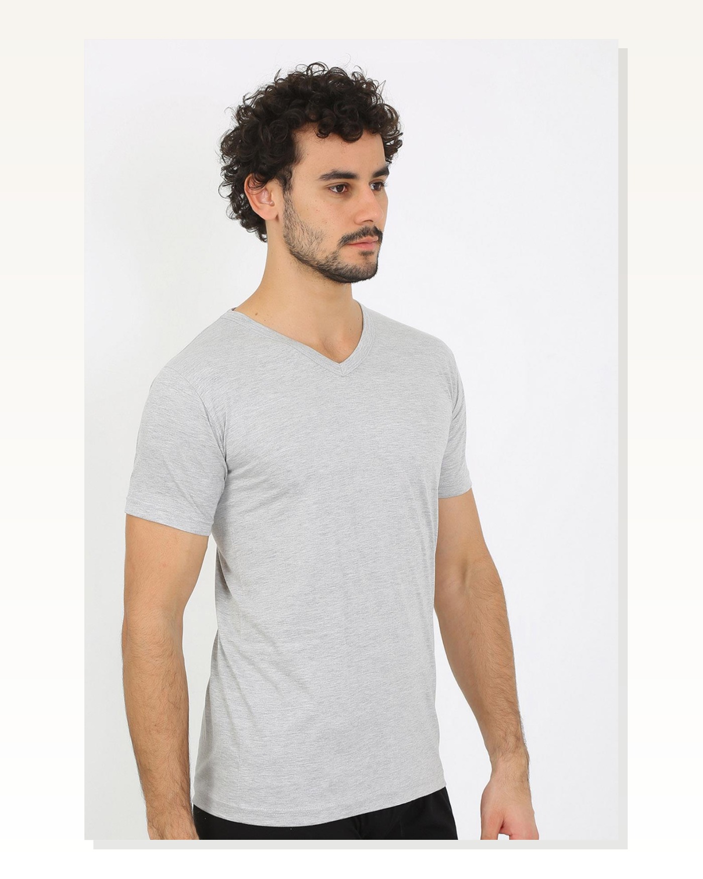 Moda Çizgi Erkek V Yaka Gri Penye Atlet 6560 Marketplace blank