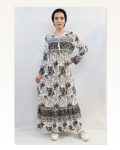 Moda Çizgi Ethnic Pattern Dress Black Marketplace