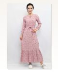 Moda Çizgi Floral Dress Dusty Rose