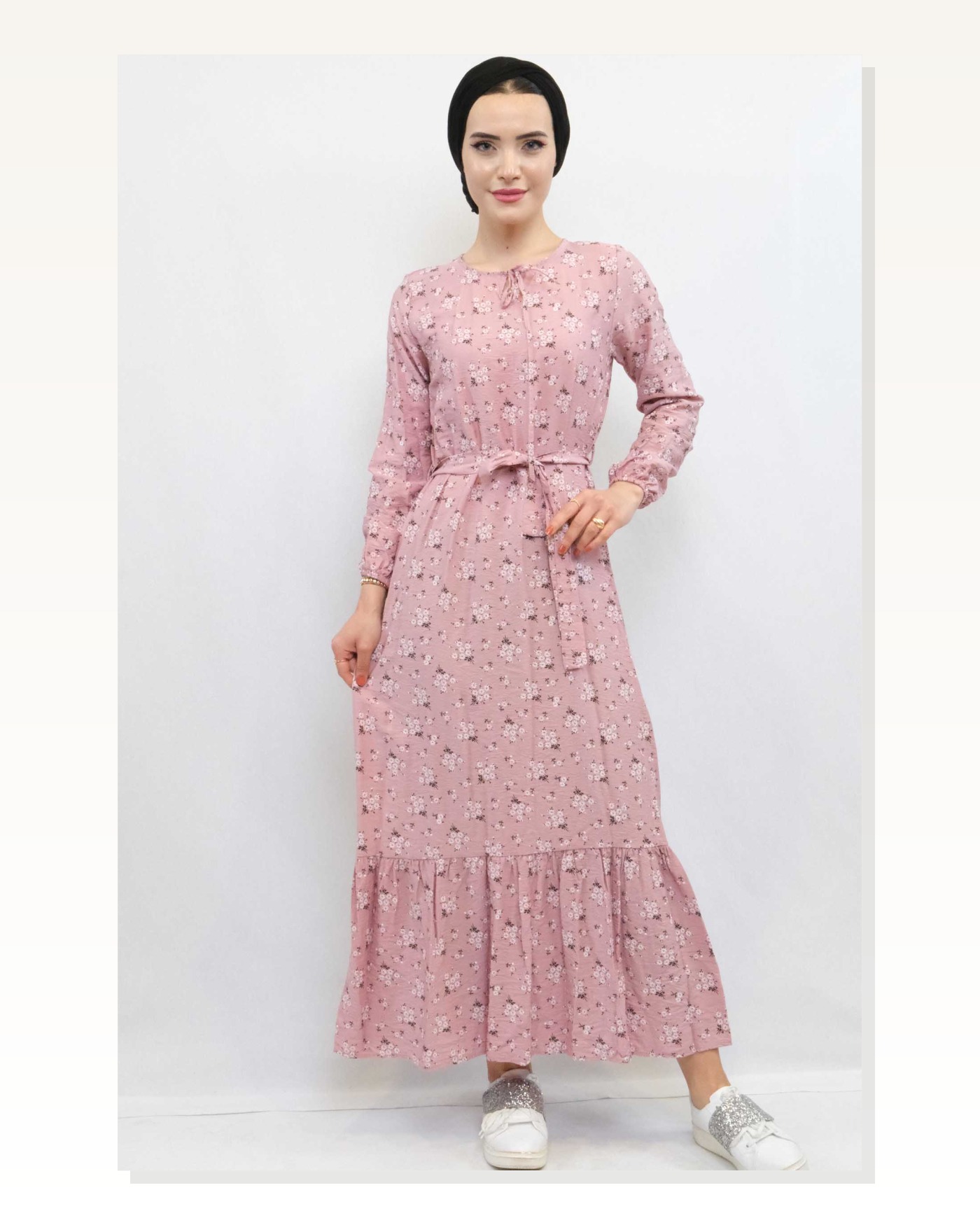 Moda Çizgi Floral Dress Dusty Rose Marketplace blank