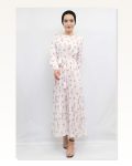 Moda Çizgi Floral Pattern Dress Ecru Marketplace