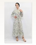 Moda Çizgi Floral Pattern Pleated Dress Mint