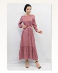 Moda Çizgi Floral Patterned Dress Dusty Rose Marketplace