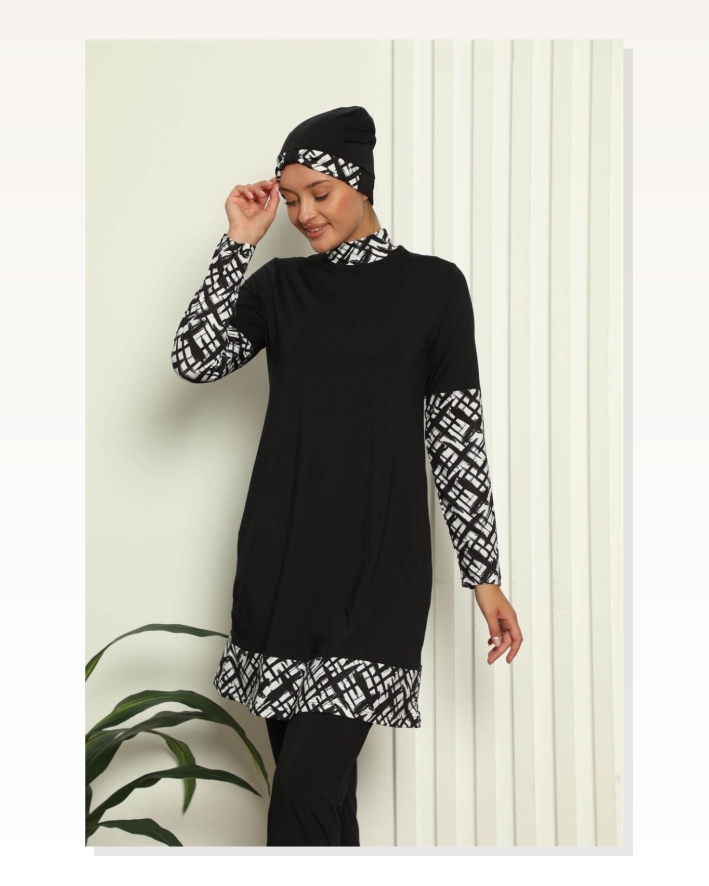 Moda Çizgi Full Hijab Digital Patterned Swimsuit 31039 Marketplace blank