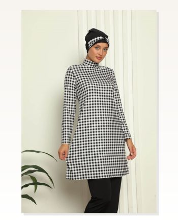 Moda Çizgi Full Hijab Digital Patterned Swimsuit 31040