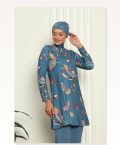 Moda Çizgi Full Hijab Digital Patterned Swimsuit 31043