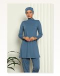 Moda Çizgi Full Hijab Lycra Swimsuit 31050