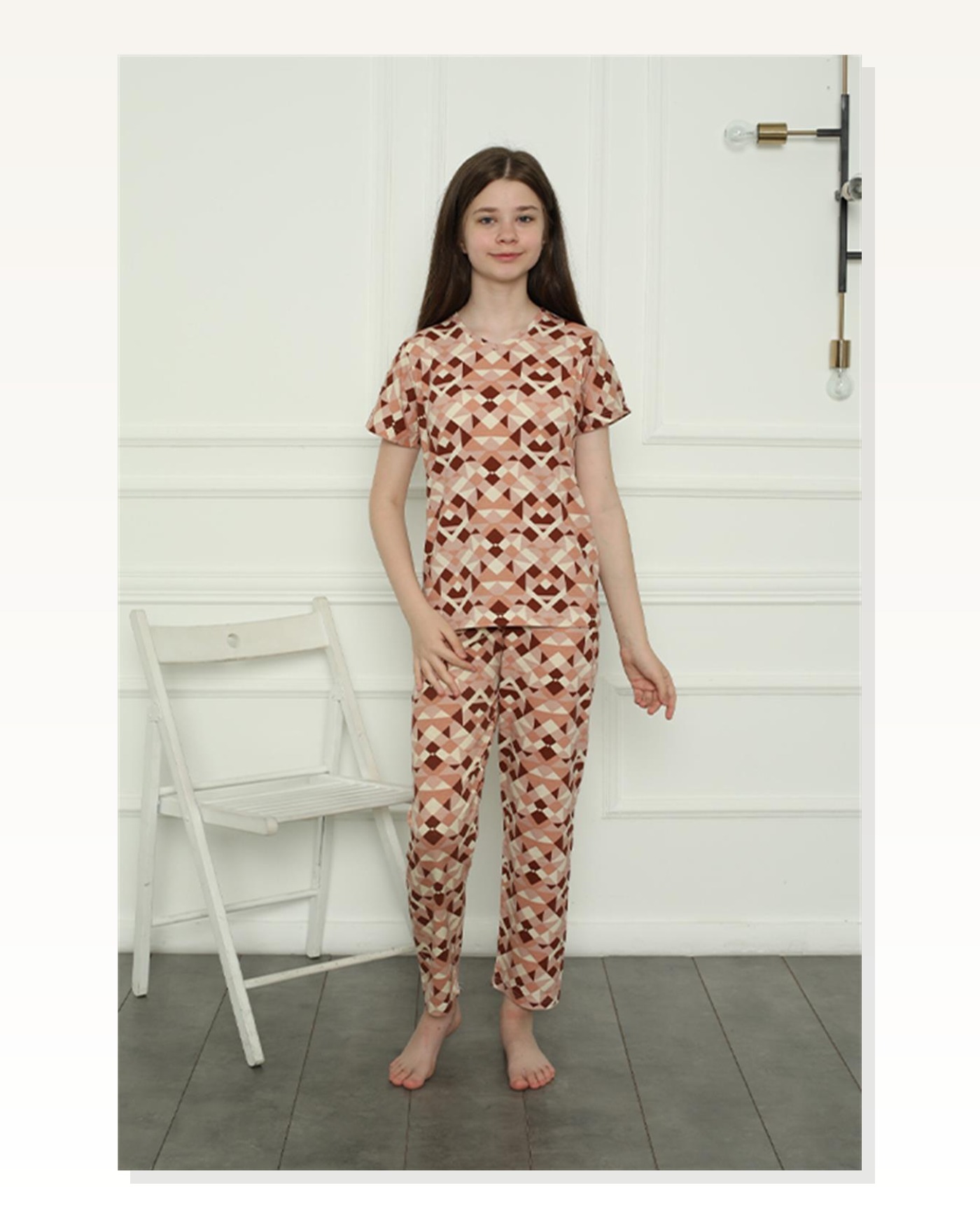 Moda Çizgi Girl's Combed Cotton Pajama Set 20396 Marketplace blank