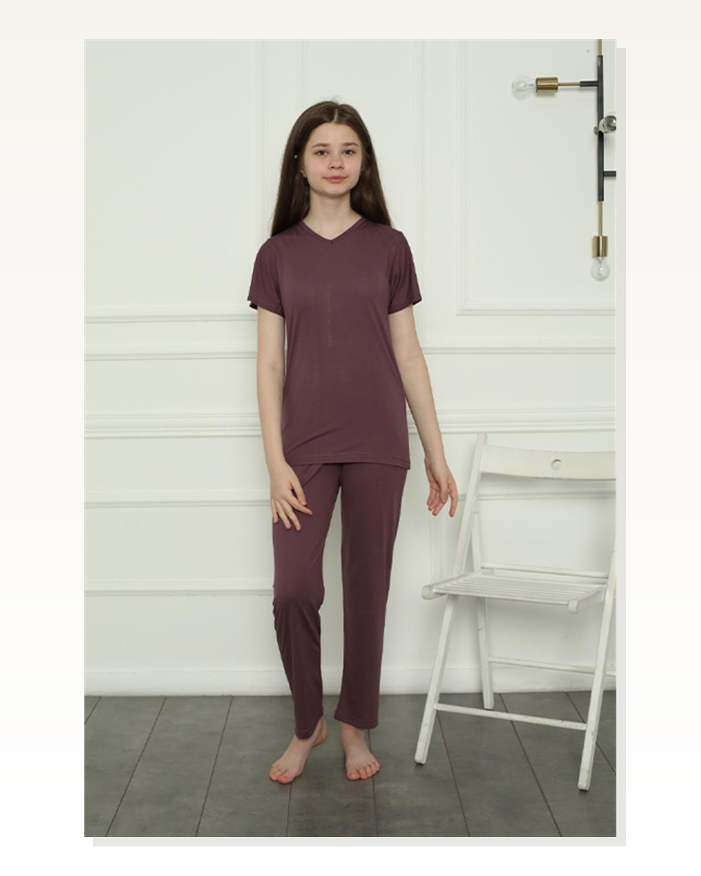 Moda Çizgi Girl's Combed Cotton Pajama Set 20399 Marketplace blank