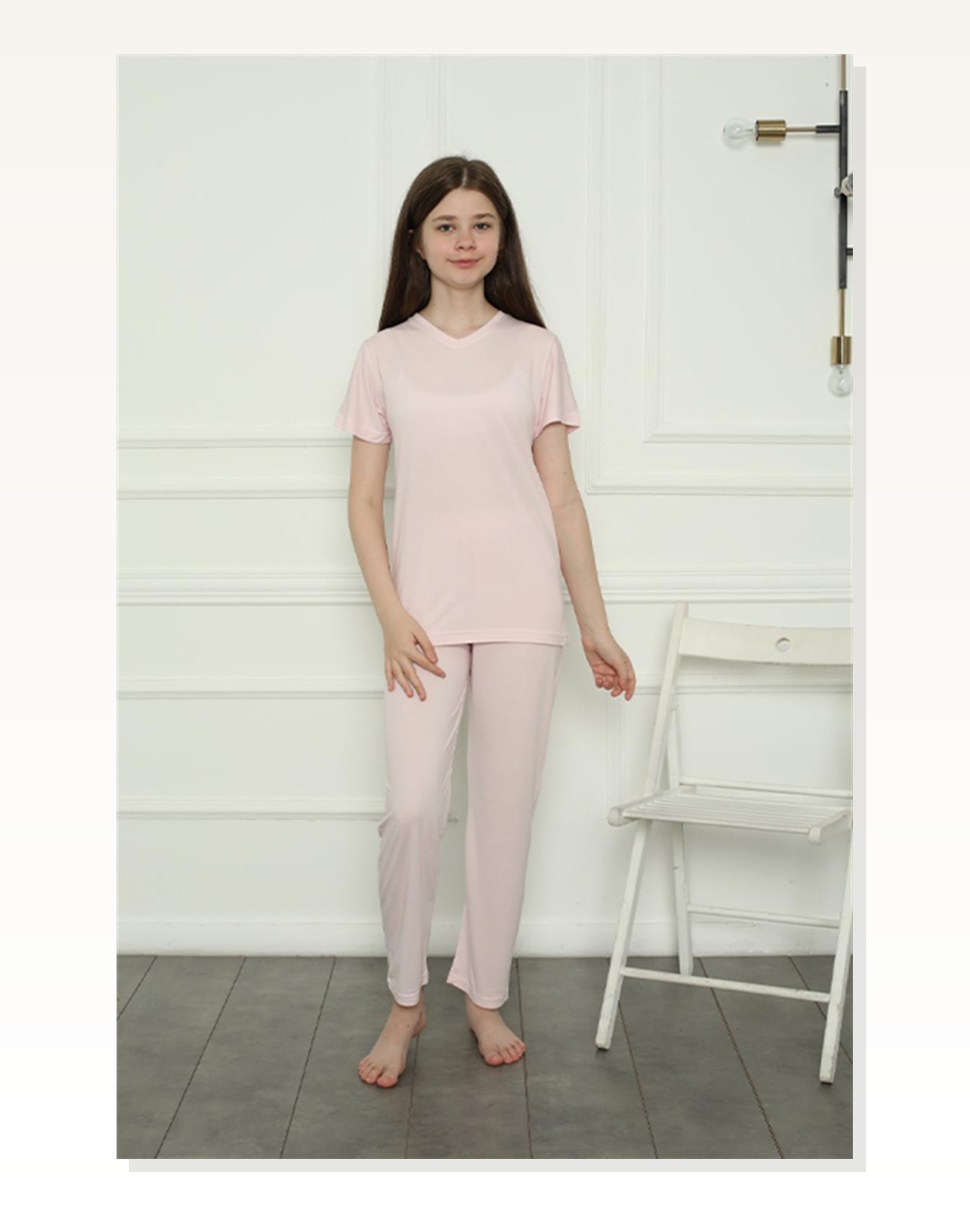 Moda Çizgi Girl's Combed Cotton Pajama Set 20400 Marketplace blank