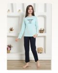 Moda Çizgi Girl's Combed Cotton Pajama Set 20421