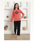 Moda Çizgi Girl's Combed Cotton Pajama Set 20423