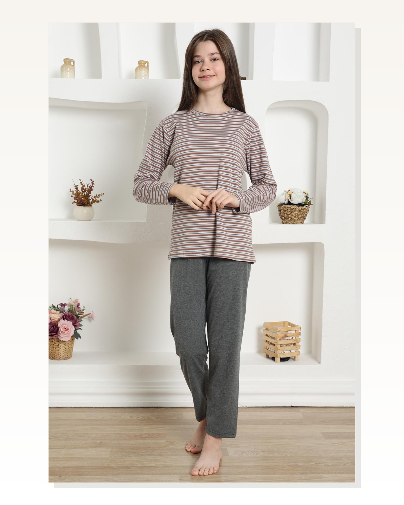 Moda Çizgi Girl's Combed Cotton Pajama Set 20424 Marketplace blank