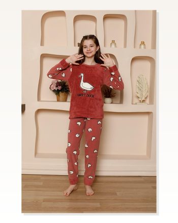 Moda Çizgi Girls’ Welsoft Polar Mink Pajama Set 20525