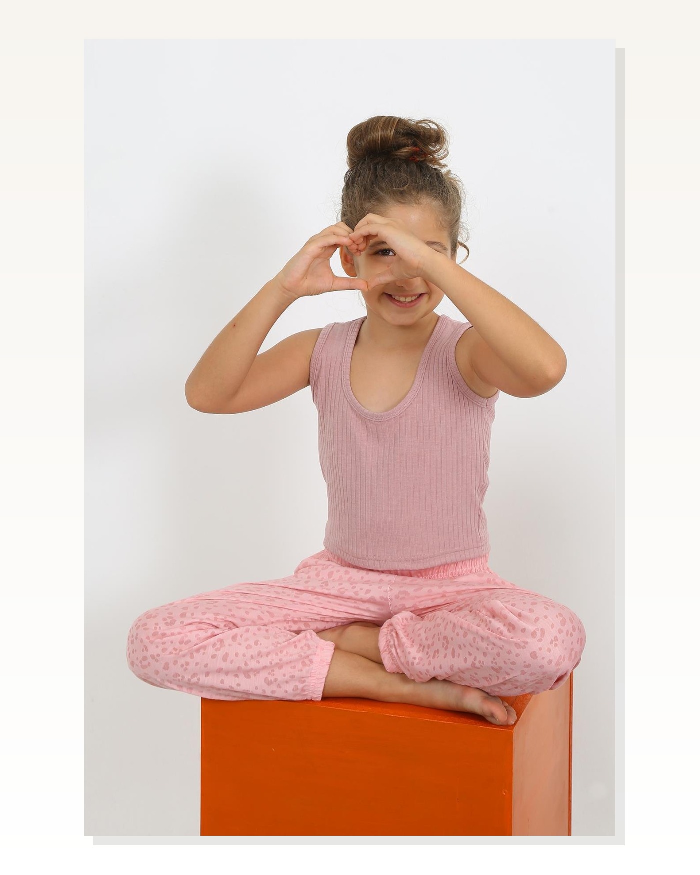 Moda Çizgi Girl's Zero Sleeve Dusty Rose Combed Cotton Pajama Set 20433 Marketplace blank