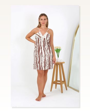 Kadın Moda Çizgi Büyük Beden İp Askılı Gecelik 98512