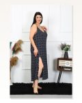Moda Çizgi Kadın Büyük Beden İp Askılı Pamuklu Uzun Gecelik 12101 Marketplace