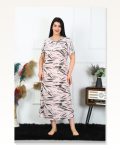 Moda Çizgi Kadın Büyük Beden Kısa Kol Krem Anne Gecelik 1371 Marketplace
