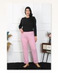 Moda Çizgi Kadın Büyük Beden Pembe Tek Alt Pijama 27505 Marketplace