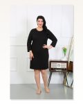 Moda Çizgi Kadın Büyük Beden Penye Gecelik Ev Elbisesi Siyah 12506 Marketplace