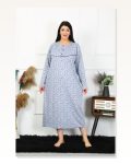 Moda Çizgi Kadın Büyük Beden Uzun Kol İndigo Anne Gecelik 1366 Marketplace