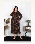 Moda Çizgi Kadın Büyük Beden Uzun Kol Siyah Anne Gecelik 1367 Marketplace
