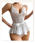 Moda Çizgi Kadın Fantezi Babydoll Dantel Gecelik T001 Beyaz Marketplace
