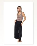 Moda Çizgi Kadın Kalın Askılı Body Bol Paça Pantolon 2`li Takım Kahve 4217 Marketplace