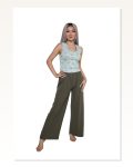 Moda Çizgi Kadın Kalın Askılı Body Bol Paça Pantolon 2`li Takım Su Yeşili 4217 Marketplace