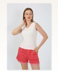 Moda Çizgi Kadın Kalın Askılı Şortlu Pijama Takım Ekru 3632 Marketplace