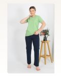 Moda Çizgi Kadın Kısa Kol Pamuk Penye Pijama Takım Fıstık Yeşili 4215 Marketplace