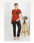 Moda Çizgi Kadın Kısa Kol Pamuk Penye Pijama Takım Kremit 4214 Marketplace