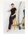 Moda Çizgi Kadın Kısa Kol Pamuk Penye Pijama Takım Siyah 4214 Marketplace